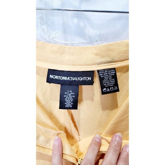 Norton McNaughton Linen & Rayon Yellow Pockets Flat Front Pants Women's Size 14 - Picture 5 of 6